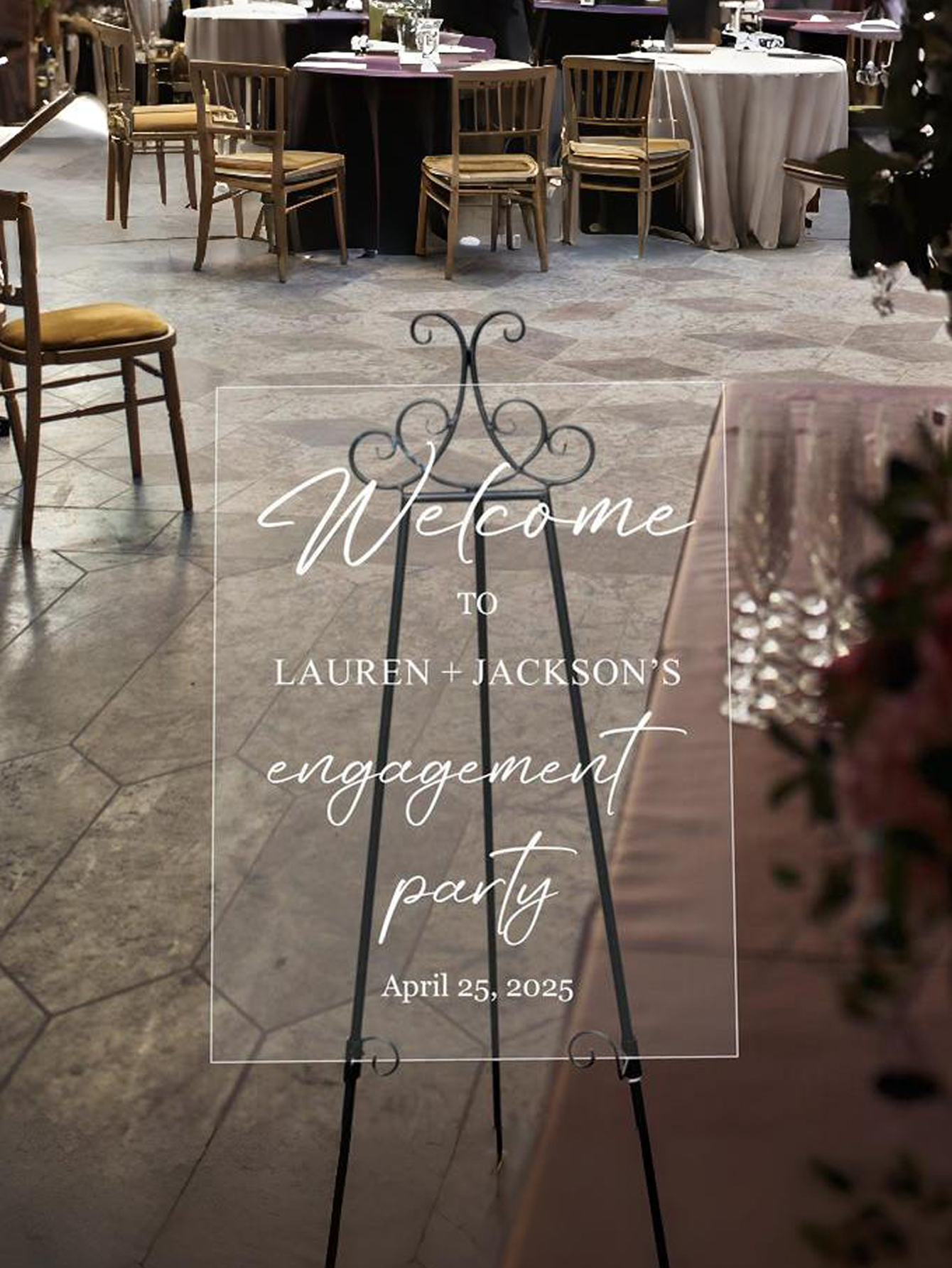 Custom Acrylic Welcome Sign for Engagement Party